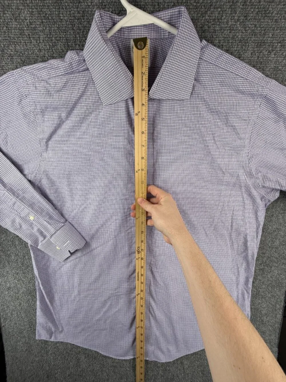 Brooks Brothers Non Iron Button Up Shirt Men Purple Check 17.5 32/33 Regent
